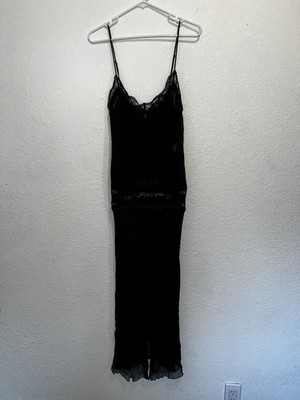 La Perla Black Label Silk Black Lace Long Nightly Sexy Lingerie Dress Sleep 1 XS