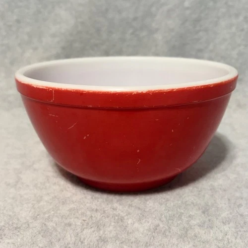 Vintage PYREX Bowl Red Primary Colors 1.5 Qt Nesting Ovenware Mixing Made in USA