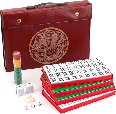 Chinese Mahjong Set X-Large 146 Numbered Melamine 1.5'' Large Size Tile with Carr