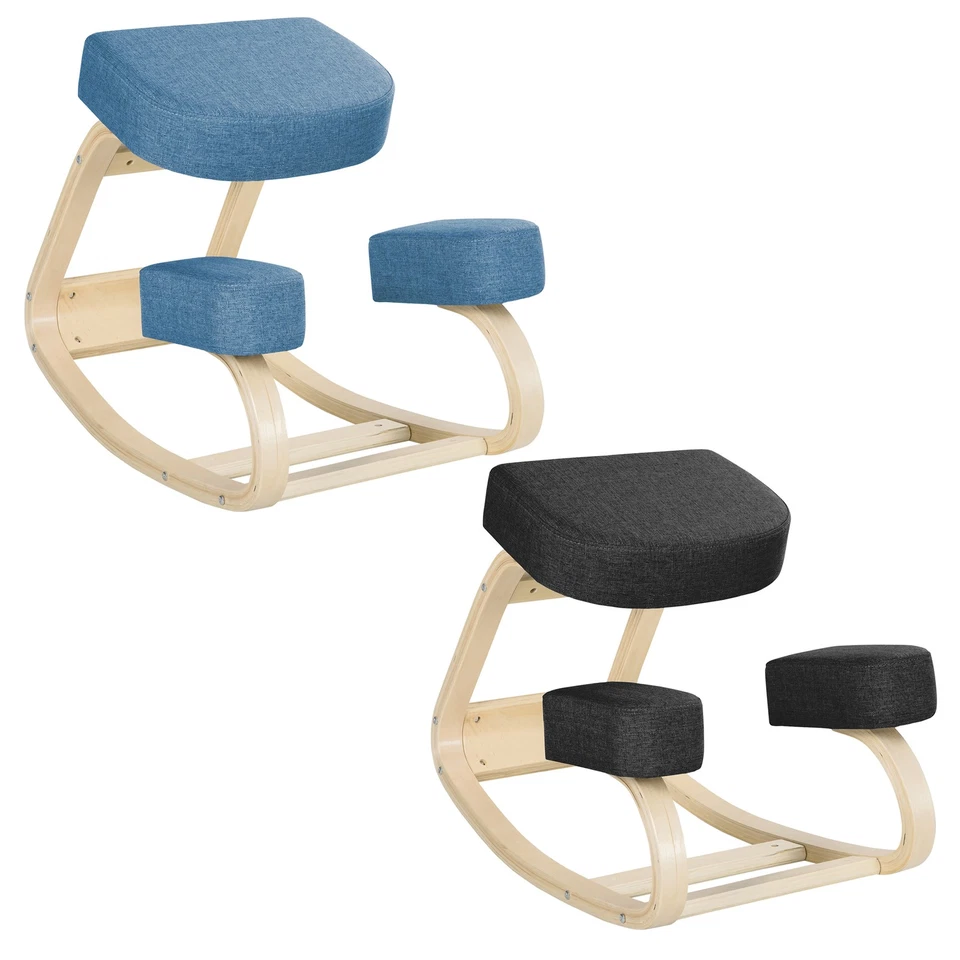 Vinsetto Sedia Ergonomica con Inginocchiatoio in Betulla e Cuscino