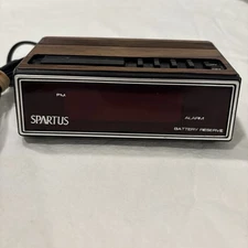 Spartus 1108 Alarm Clock Red Digital Tested Working Battery Backup - NotIncluded