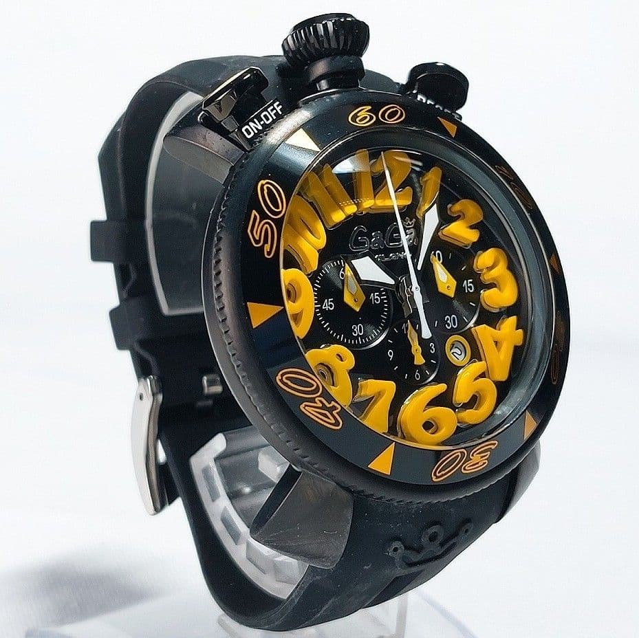 GaGa Milano Manuale 48 Chronograph Watch Yellow/Black Unused Battery Operated image 3