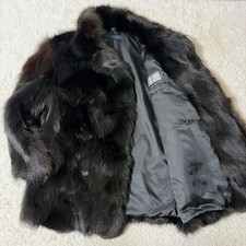 Saga Fox Silver Fox Fur Coat Black Brown Double F Large Approx US Size 2XL-3XL