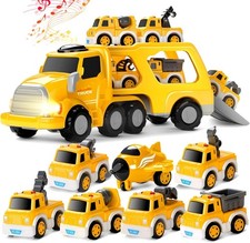8 in 1 Fire Truck Toy Cars for Kids, Carrier Truck for 3 4 5 6 Years Old Boys Gi