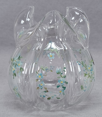 Late 19th Century French Legras Hand Enameled Blue Forget Me Nots Glass Vase