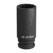 12-Point 1/2 Inch Drive 26mm Deep Impact Socket Chrome Molybdenum Steel Socket