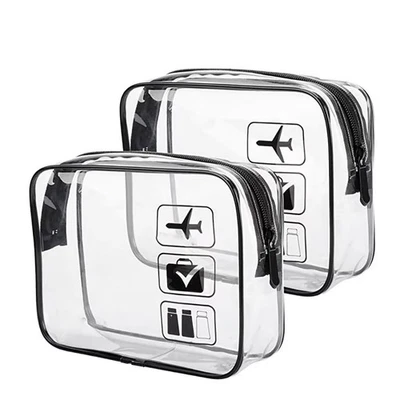 WINSTON HIDE Kosmetik Make-up Kulturbeutel transparent transparent Reise Kulturtasche 2er Set