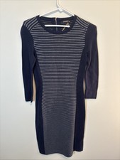 J Mclaughlin Knit Long Sleeve Dress Size XS Navy Professional Office Old Money