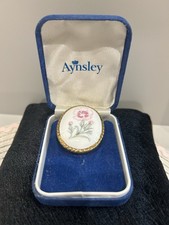Aynsley Brooch. Vintage. Fine Bone China. Carnation Flower And Gilded Edge.