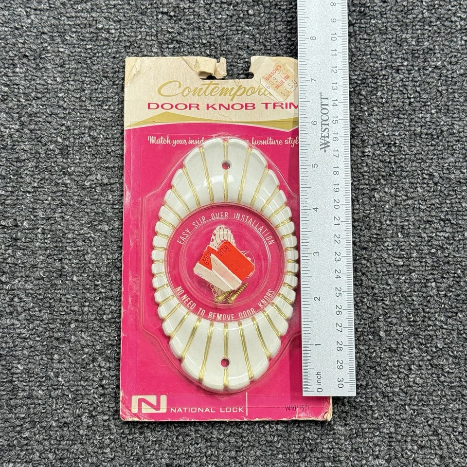 Vintage National Lock Contemporary Door Knob Trim White Gold Decorative V4101 - Image 4 of 4