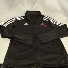 Adidas Climalite Track Jacket Women  s M Black Full Zip 3 Stripe Unicorn Logo