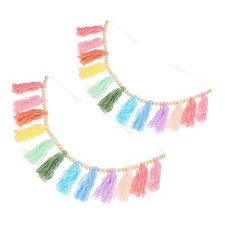 2pcs Pastel Rainbow Tassel Garland Boho Tassel Garland with Wood Beads Nursery
