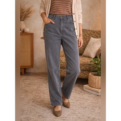 Blair Vintage Gray Denim Jeans High Rise Straight Leg Elastic Back Size Small