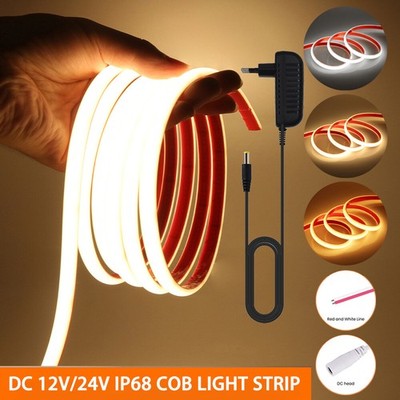 COB Neon LED Streifen 12V/24V Selbstklebend Stripe Leiste Band Wasserdicht IP68