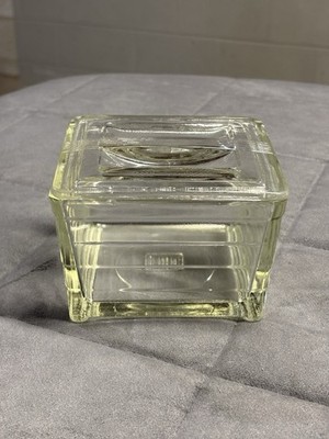 Vintage Glasbake Refrigerator Storage Dish w/Lid 4.75x4x3.25 light yellow tint