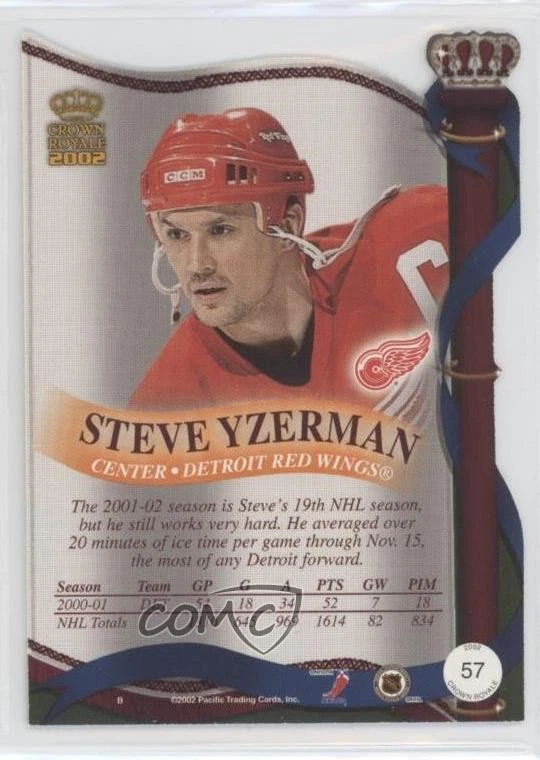 2001-02 Pacific Crown Royale Retail Steve Yzerman #57 HOF - Image 2 of 2