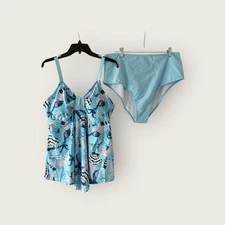 Womens Tankini Set with Swim Brief 3XL Swimsuit Bathing Swimwear Starfish Shells