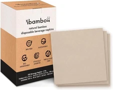 100% Bamboo Wedding Cocktail Napkins Disposable (250 250 Napkins, Light Brown 