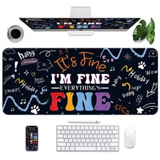 35.4x15.7-inch Large Mouse Pad Non-Slip PU Leather Desk Blotter Funny