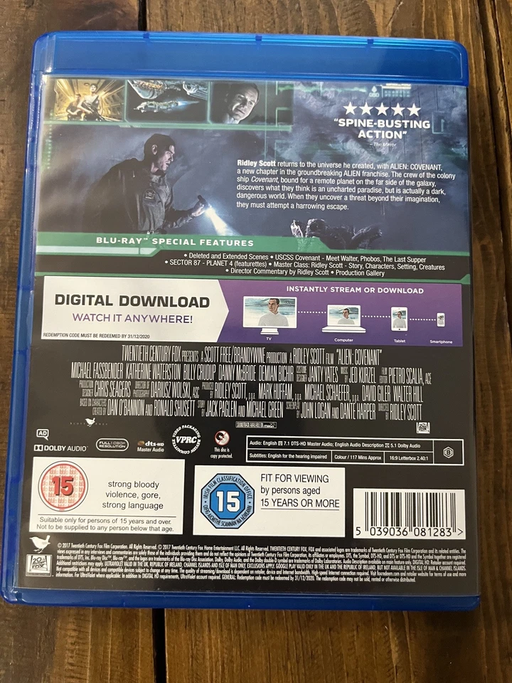 Alien - Covenant (Blu-ray, 2017) Ridley Scott, Michael Fassbender, Billy Crudup - Image 2 of 2