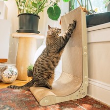 Cardboard Cat Scratcher Wall Indoor Scratching Board Pad Lounger Curved Oak