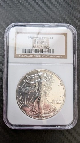 1989 American Silver Eagle NGC MS69 (Old Label)