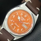 AUTOMATIC VINTAGE REFURBISHED SEIKO 5 6309A JAPAN MENS ORANGE WATCH a442608-1