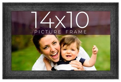 14x10 Frame Black Real Wood Picture Frame Width 1.5 inches | Interior Frame Dept