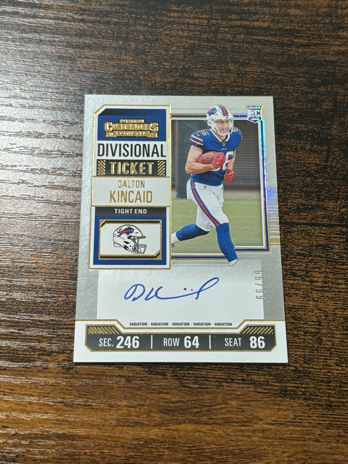 2023 Contenders Football Dalton Kincaid Divisional Ticket Variation RC Auto /99