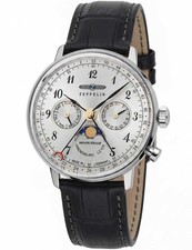 Zeppelin 7037-1 Hindenburg LZ129 Damenuhr m. Mondphase 36mm 3ATM