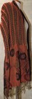 Tapestry Reversible Burnt Orange Wrap w/ Crinkle Segments 81" Long, Fringed — photo 5