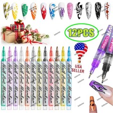 12 Colors Nail Art Pens Set, 2026 New DIY Nail Art Markers Drawing Painting Line