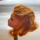 Vintage Barbie Doll Head Only 1970s Orange Hair Green Eyes Rooted Lashes OOAK