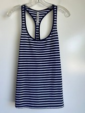 Lorna Jane Racerback Athletic Tank Top Navy  White Stripe Size Small  EUC