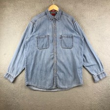 Vintage Levi's Mens Denim Long Sleeve Jean Shirt Western Button Up Red Tab Sz M
