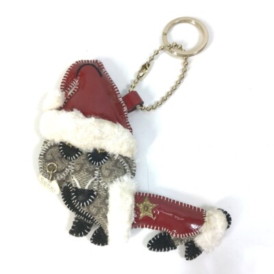 GUCCI Gucciori Santa Claus Christmas Keyring GG Chihuahua dog Key