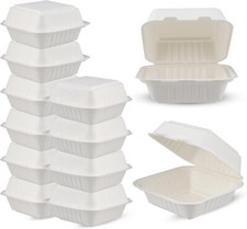 6” Bagasse Burger Boxes Eco-Friendly Clamshell Bagasse Takeaway Burger Boxes
