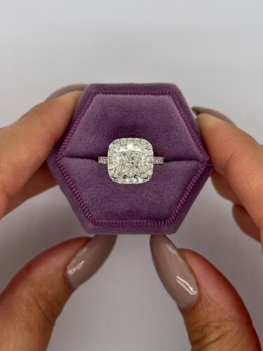 14K White Gold Plated 2Ct Round Cut Lab Created Diamond Women's Halo Ring