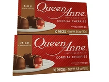 2 Boxes Queen Anne Milk Chocolate Covered Cordial Cherries Candy-20 Pieces