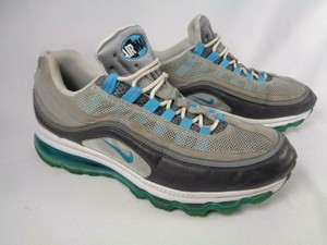 gray and blue nike shoes