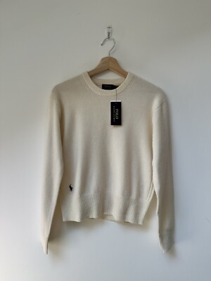 Polo Ralph Lauren Pullover Creme Elfenbein Ecru Weiß Wolle & Kaschmir Gr. L Neu