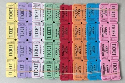 ITC Raffle Tickets 100 Double Stub 50/50 Split the Pot Fund Raiser Folded as Picture