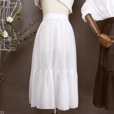 Lady Chiffon Ruffles Skirt Petticoat Retro Underskirt Girl A-line Sheer Skirt