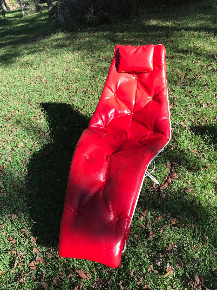 Original Homecrest Siesta Chaise Lounge Red Poly Cushion w