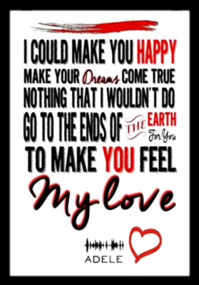 ADELE Feel My Love LYRICS Song Music Happy Art Print Poster Wall Picture A4 
