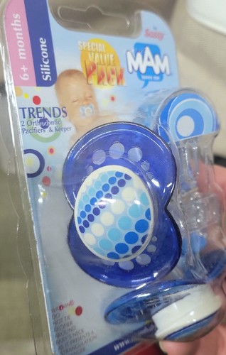 VTG MAM By Sassy 2 Orthodontics Pacifiers+Keeper Super Value Silicone 6+ Months - Picture 2 of 6