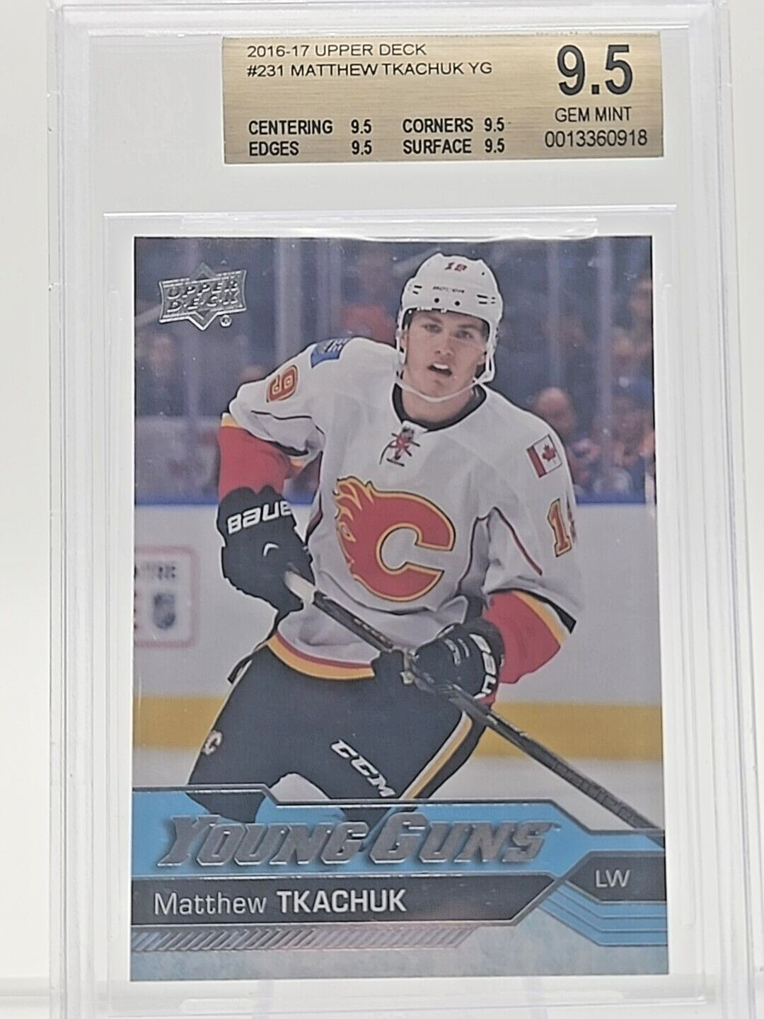 2016-17 Upper Deck #231 Matthew Tkachuk Young Guns RC Graded BGS 9.5 Subs 9.5s