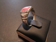 925 Sterling Silver Pink Orange Coral Southwestern Ring Size 9