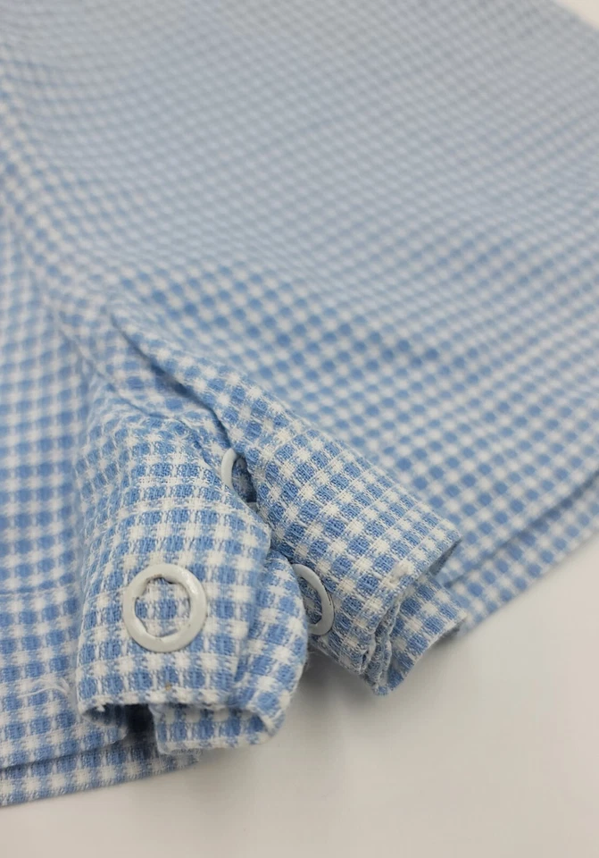 Vintage Baby Boy Blue White Plaid Suspender Shorts Looks as is for 6-12 Months - Image 4 of 4