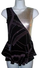 Womens Ice Skate Dress-Size Small-Black-Silver-Sparkle-Sleeveless-Scoop Neck